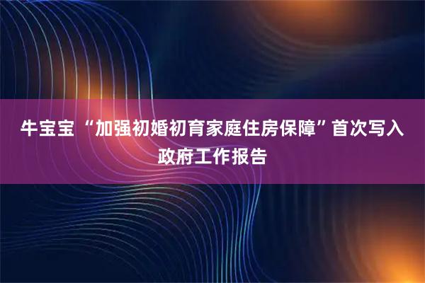 牛宝宝 “加强初婚初育家庭住房保障”首次写入政府工作报告