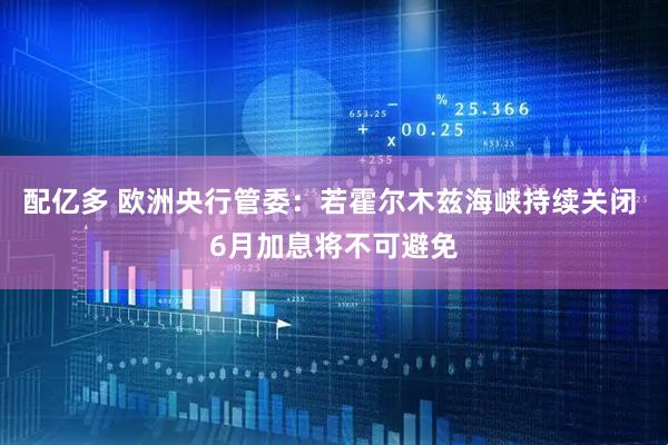 配亿多 欧洲央行管委：若霍尔木兹海峡持续关闭 6月加息将不可避免