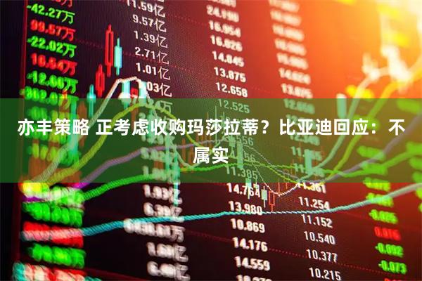 亦丰策略 正考虑收购玛莎拉蒂？比亚迪回应：不属实