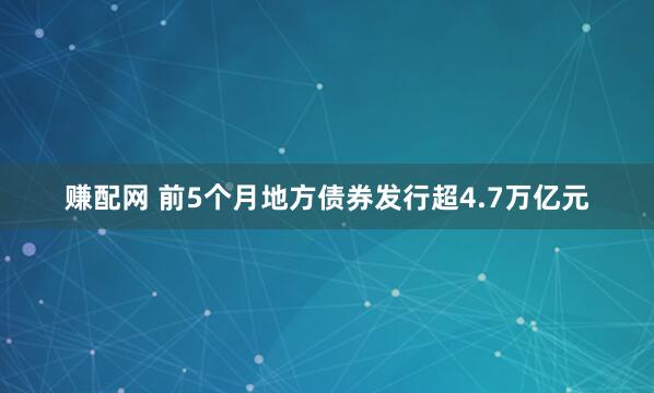 赚配网 前5个月地方债券发行超4.7万亿元